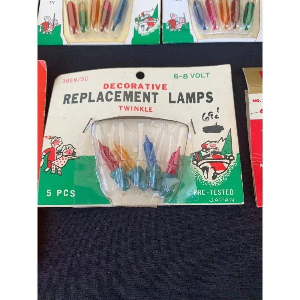 Vintage Push-in Flasher Replacement Bulbs Christmas Mini Lights 4 Packs & Extras